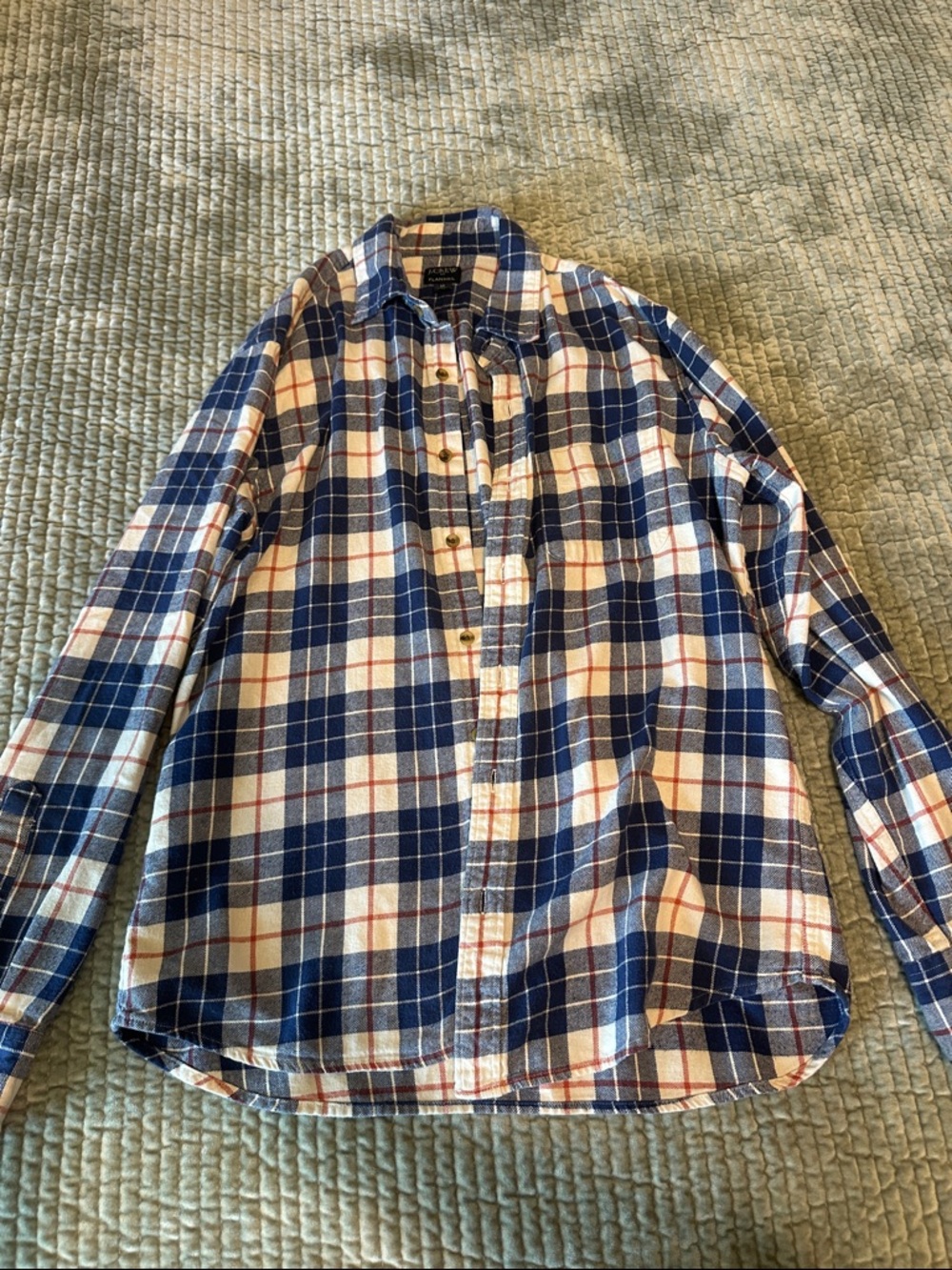 J. Crew Blue and White Plaid Button-Down Shirt